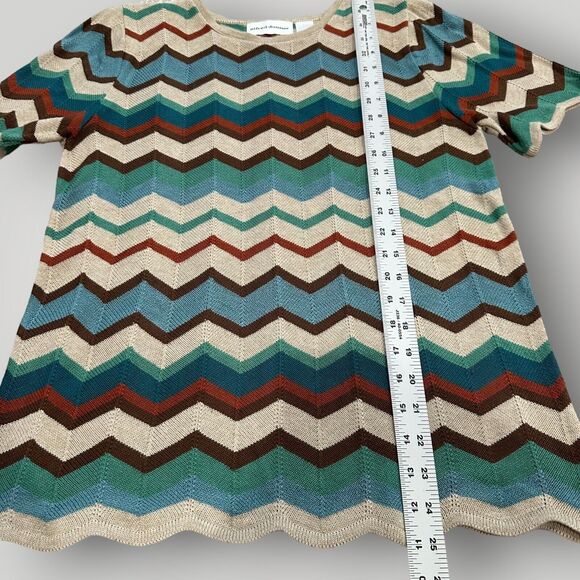 Alfred Dunner Women's S Multicolor Chevron Striped Short Sleeve Lightweight Top - Picture 10 of 11